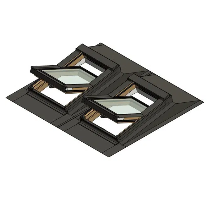 Windows combination B2/1 - Flashing for changing window installation angle by 10° EHA-PT + Centre pivot window FTP-V U3 | FAKRO