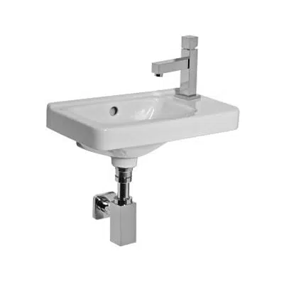 画像 Cubito washbasin 45x25 cm, taphole on right, white incl. mounting skrews