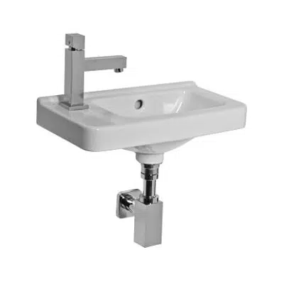 画像 Cubito washbasin 45x25 cm, taphole on left, white incl. mounting skrews