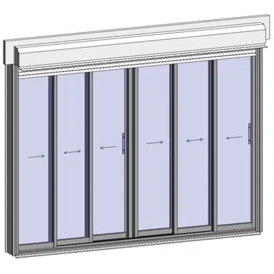 Obrázek pro Sliding window 3 rails 6 leaves with shutter