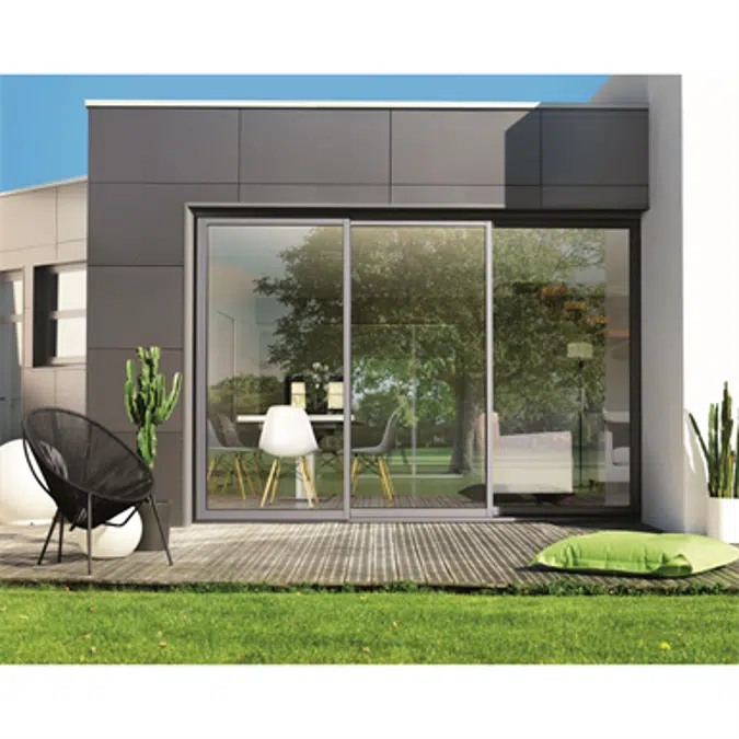 Sliding window 2 rails 3 leaves with shutter