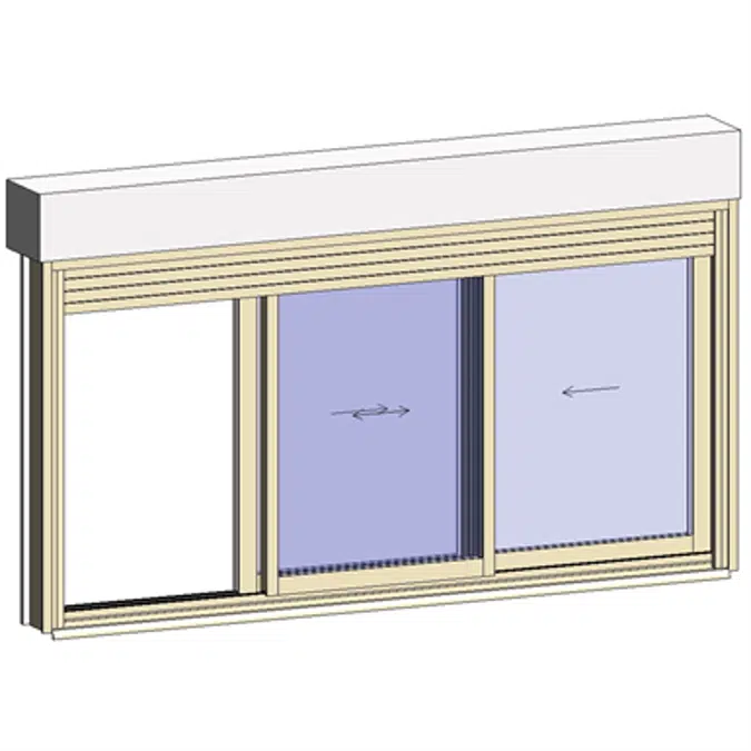 Sliding window 2 rails 3 leaves with shutter