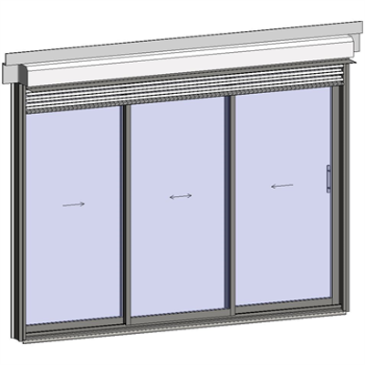 Image for Sliding window 2 rails 3 leaves with External venetian blinds