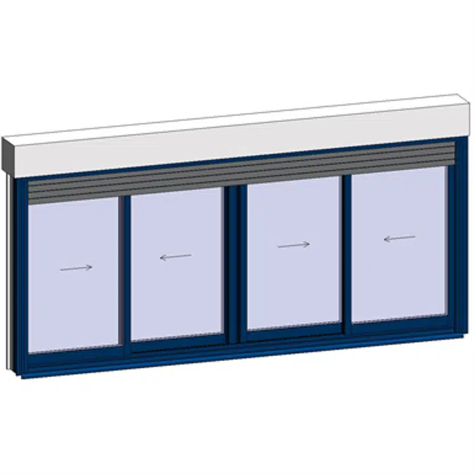 Sliding window 2 rails 4 leaves with shutter