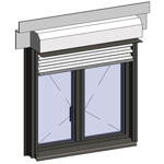 window opening inside with external venetian blinds