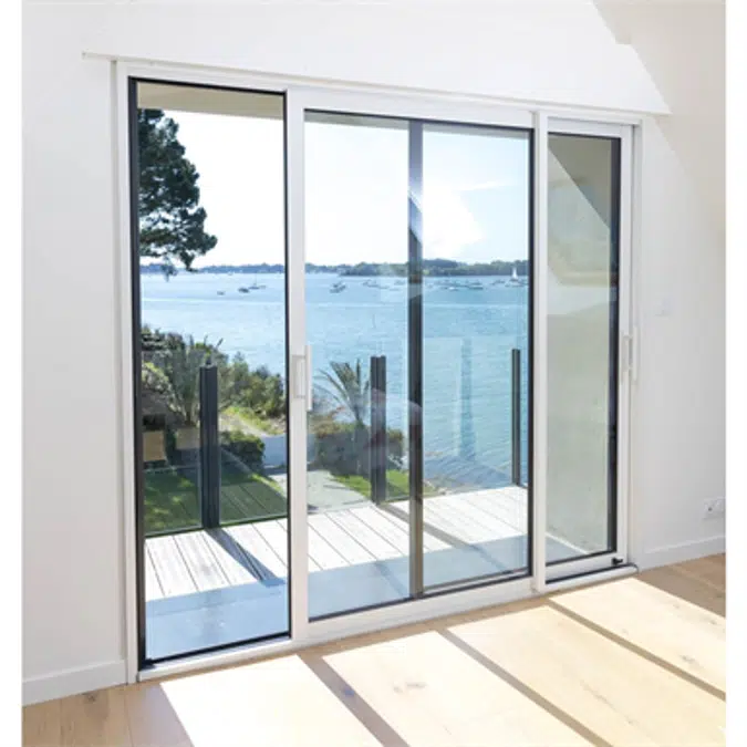 Sliding window 2 rails 2 leaves with External venetian blinds