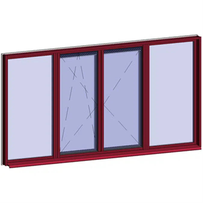 Window with breathable leaf with 2 fixed