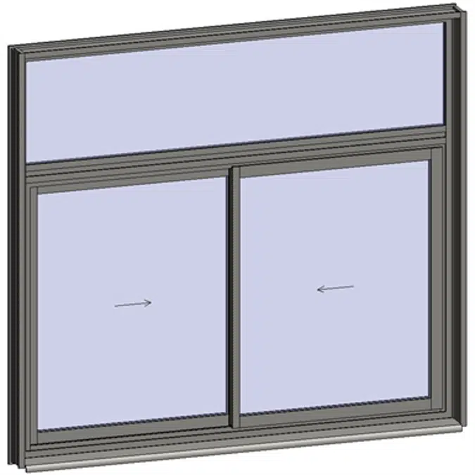 Sliding window 2 rails 2 leaves with transom