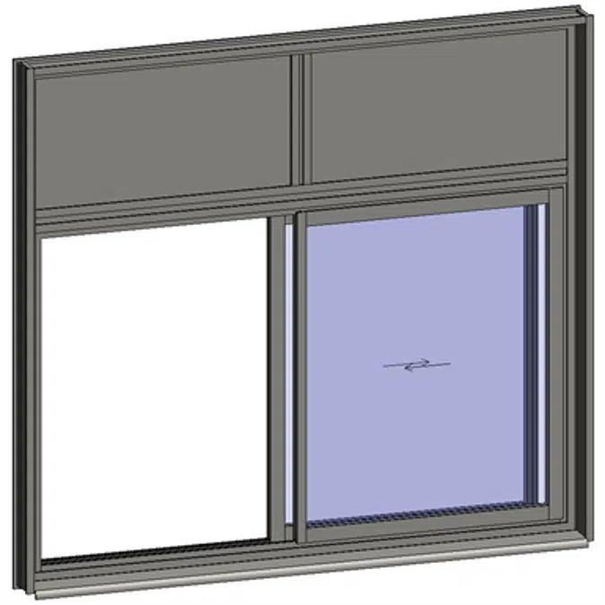 Sliding window 2 rails 2 leaves with transom