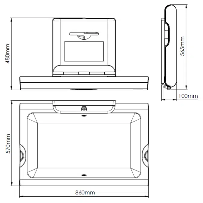 BC200SCH-SM HORIZONTAL STAINLESS STEEL CLAD BABY CHANGING TABLE