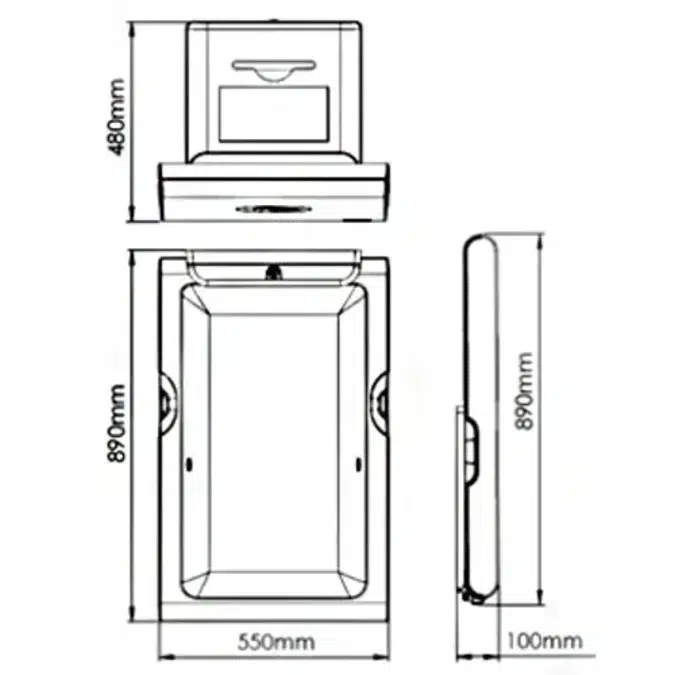 BC200SCV-SM VERTICAL STAINLESS STEEL CLAD BABY CHANGING TABLE