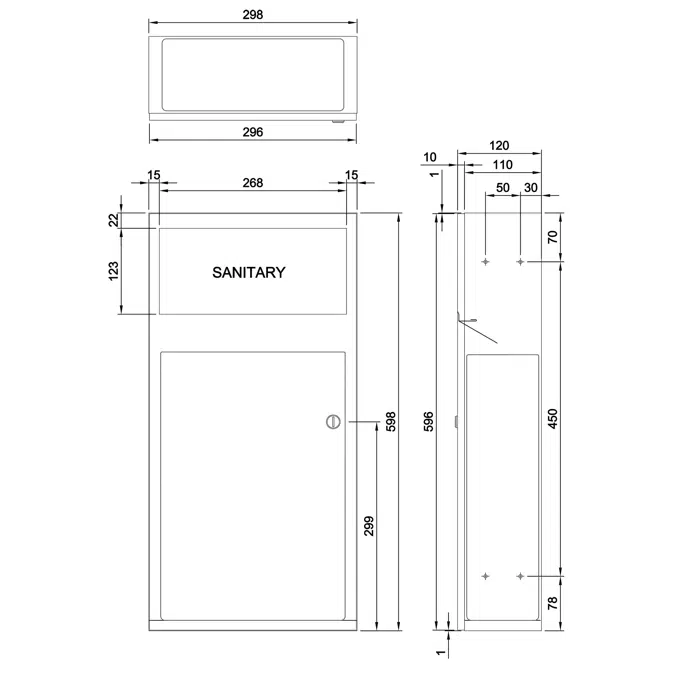 DP5110-SAN DOLPHIN RECESSED SANITARY BIN