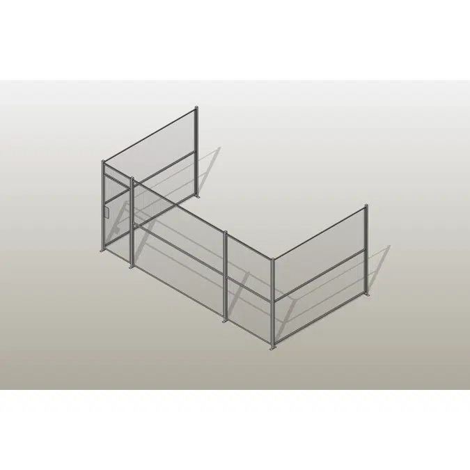 39LF - 3' Single Hinged Door 3 Sided Wire Partition
