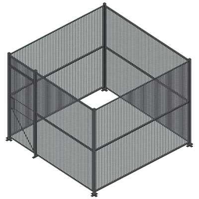 Image for 10x10 - 8H - 3' Single Hinged Door 4 Sided Wire Partition