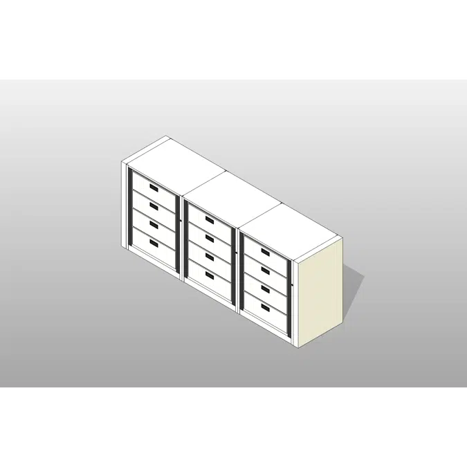 Objetos BIM - ¡Descarga gratis! Legal-3 Cabinets-4 Tier-Drawers Steel ...
