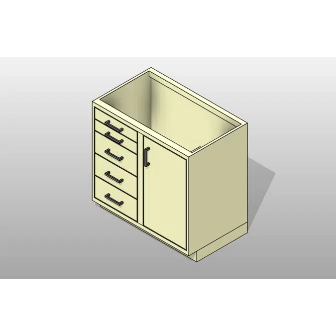 Door with Stack Drawers Steel Lab Base Cabinet