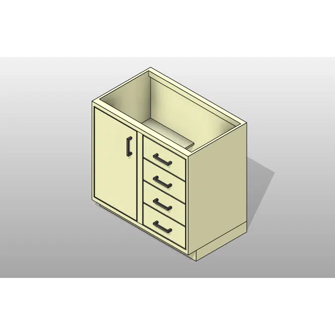 Door with Stack Drawers Steel Lab Base Cabinet
