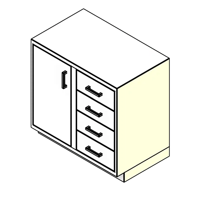 Door with Stack Drawers Steel Lab Base Cabinet