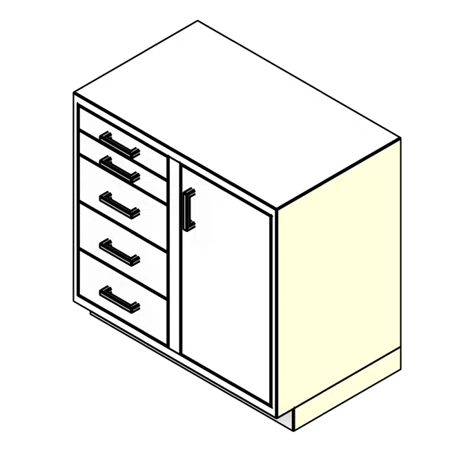 Door with Stack Drawers Steel Lab Base Cabinet