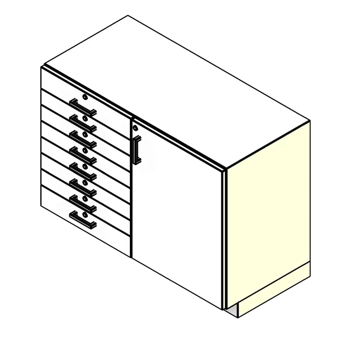 Door with Stack Drawers Steel Lab Base Cabinet