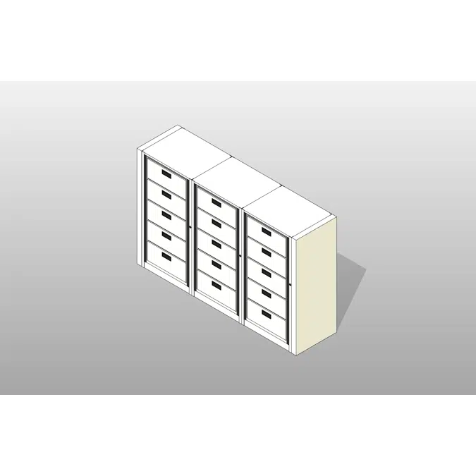BIM objects - Free download! Letter-3 Cabinets-5 Tier-Drawers Steel ...