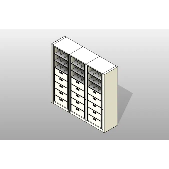 BIM objects - Free download! Letter-3 Cabinets-8 Tier-Drawers Steel ...