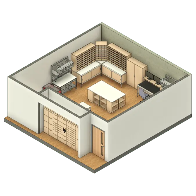 BIM objects - Free download! Mail & Package Room Sample Project | BIMobject