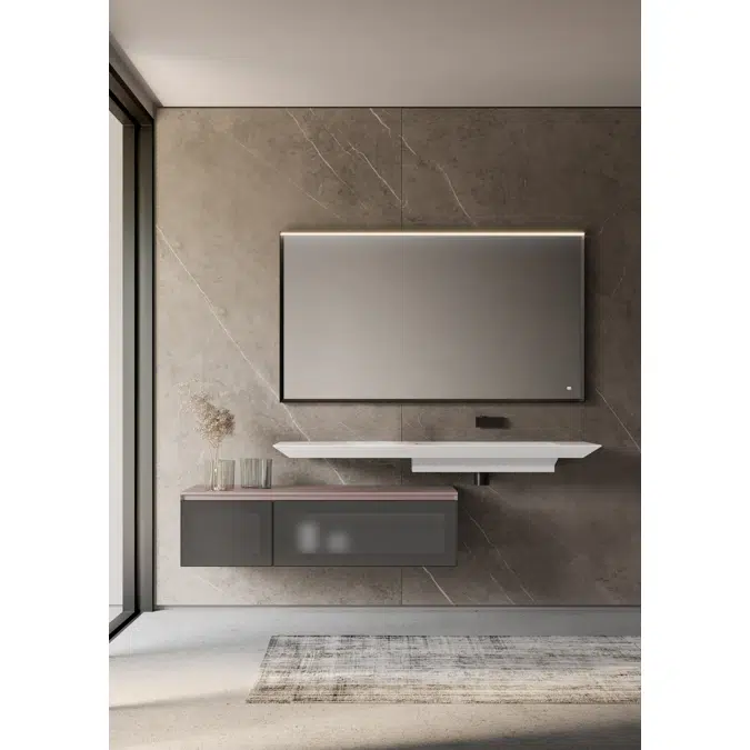 Tecnica aluminium framed rectangular mirror with integrated lighting h.70 - STT7