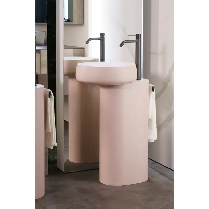 BEAUTY freestanding washbasin in Cristalplant with tap hole
