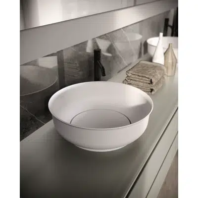 afbeelding voor NICOLE TONDO countertop washbasin in MINERALUX and MINERALSOLID