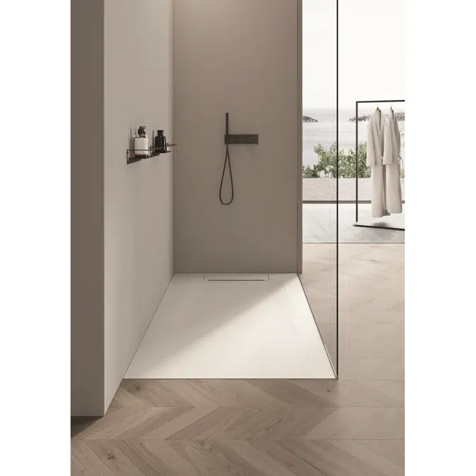 Sandy shower tray flush installation