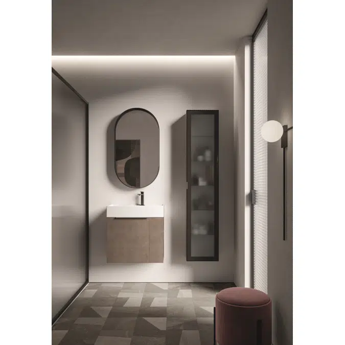Handrinse basin H. 60.5 with ceramic washbasin TIME