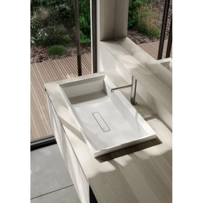 ELITE washbasin in MINERALUX and MINERALSOLID (semi-recessed)