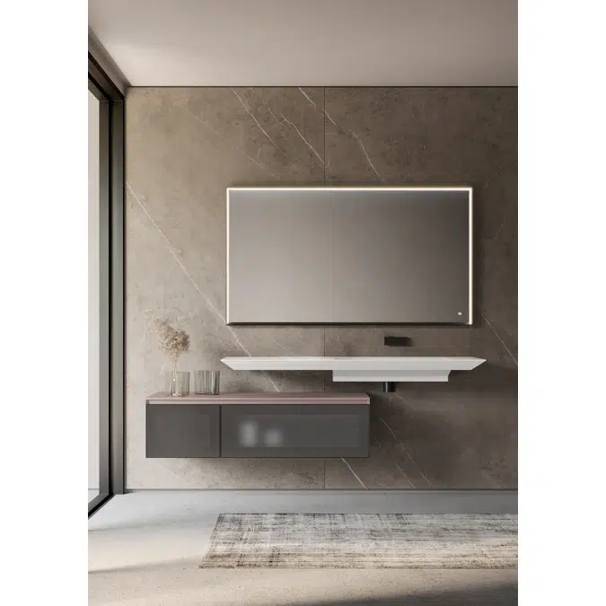 Tecnica-Up aluminium framed rectangular mirror with integrated lighting h.70 - STR7