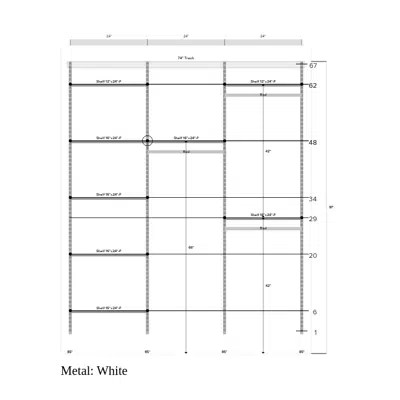 bild för Décor+ by Elfa Closet- Adjustable Solid, Long Hang and Double Hang