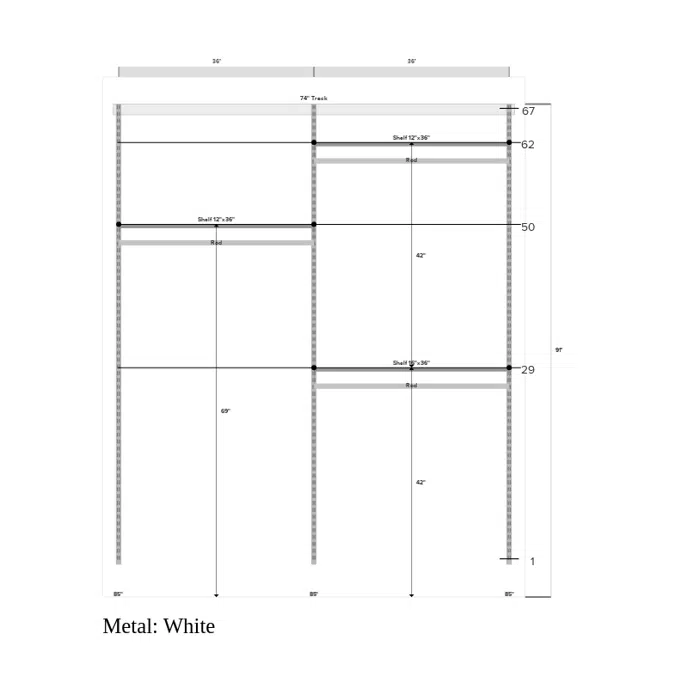 Décor+ by Elfa Closet- Adjustable Solid or Ventilated w/ Wood Trim Long Hang and Double Hang