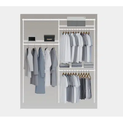 Image for Décor+ by Elfa Closet- Adjustable Solid or Ventilated w/ Wood Trim Long Hang and Double Hang