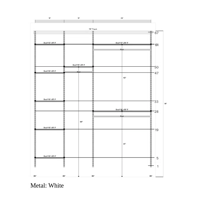 Décor+ by Elfa Closet- Adjustable Solid or Wire w/ Trim Shelves, Long Hang and Double Hang