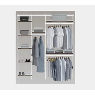 Image for Décor+ by Elfa Closet- Adjustable Solid or Wire w/ Trim Shelves, Long Hang and Double Hang