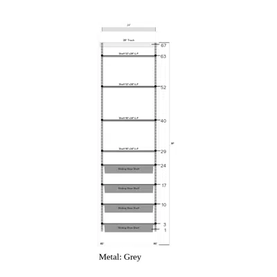 obraz dla Décor+ by Elfa - Gliding Shoe and Solid or Wire w/ Trim Shelves Adjustable 2' Closet Section