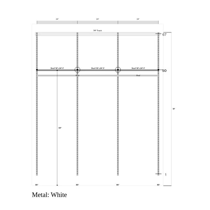 Décor+ by Elfa Closet- Adjustable Solid or Wire w/ Trim 16" Shelf and Rod