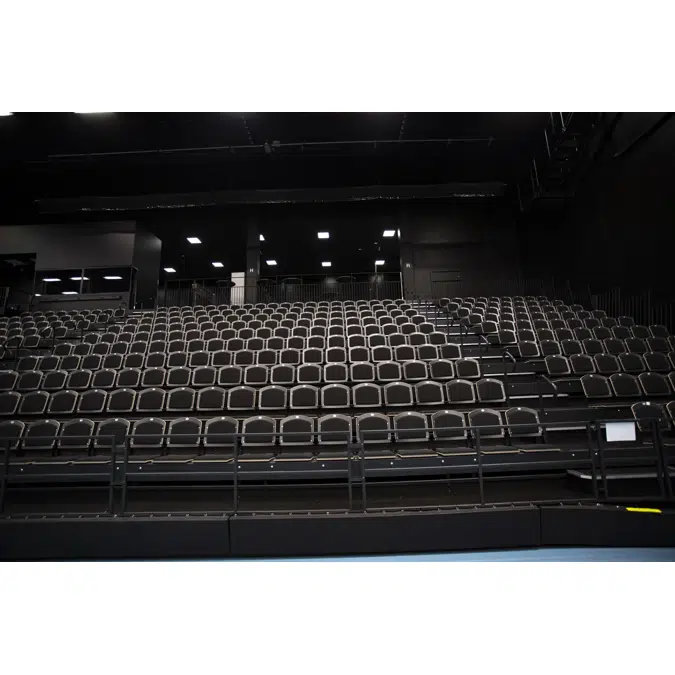 Telescopic arena section Automatically folding backrest