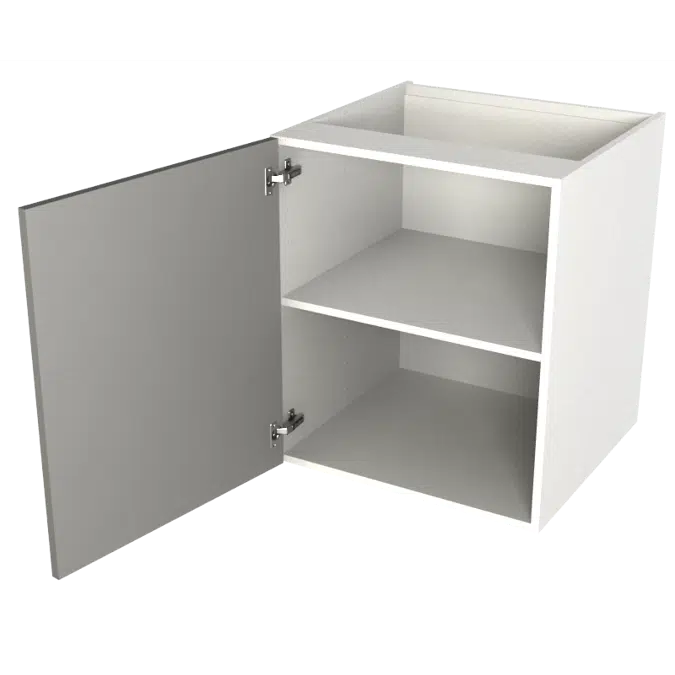 Lucka Arkitekt plus Frost.
- Slät lucka av 19mm MDF-board med svagt rundad kant. 
- Alla ytor är behandlade med vattenburen UV-härdande färg, närmast NCS S 0500-N. 
- Svanenmärkt.