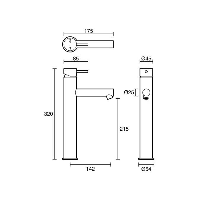 Sussex Scala Extended Basin Mixer 130mm Outlet PVD Brushed Gunmetal (5 Star) Lead Free