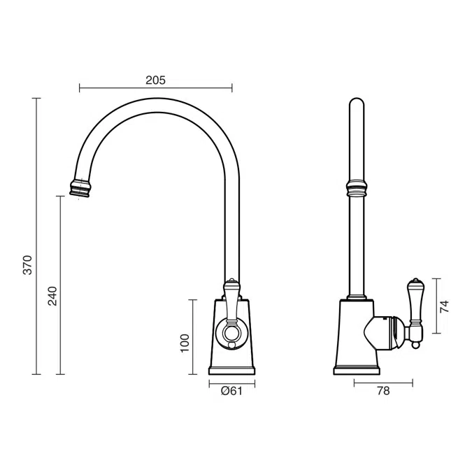 Kado Era Sink Mixer Large Porcelain Handle Chrome (5 Star)