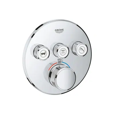 GROHE Smart Control Concealed Thermostat 3 Button Round Chrome için görüntü