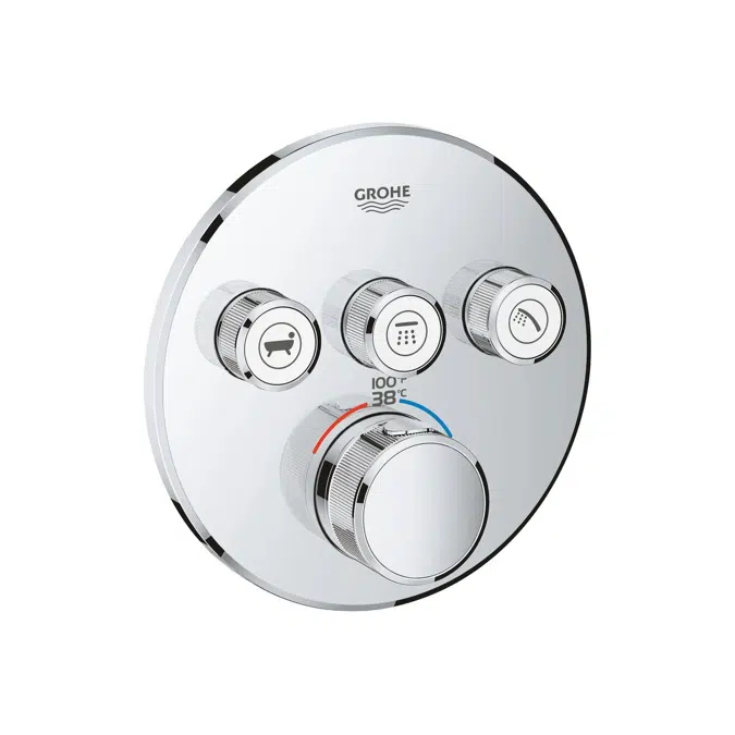 GROHE Smart Control Concealed Thermostat 3 Button Round Chrome