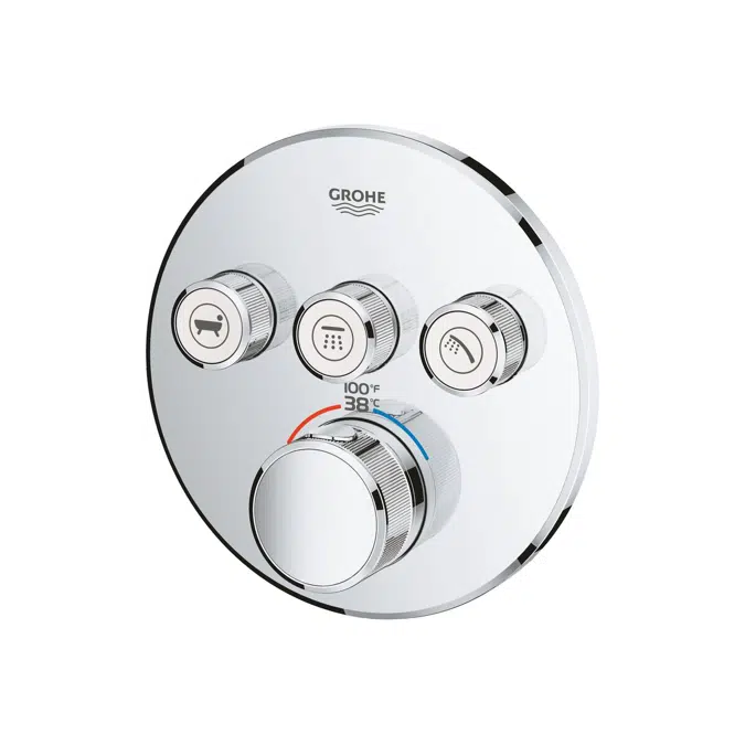 GROHE Smart Control Concealed Thermostat 3 Button Round Chrome