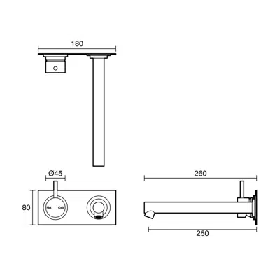 Image for Sussex Scala Straight Wall Basin Mixer System Left Hand 250mm Living Rustic Bronze (6 Star) Lead Free