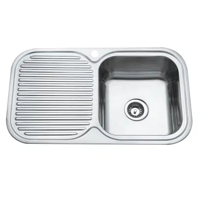 Base MK3 Single Bowl Sink 1 Taphole Right Hand Bowl 850mm Stainless Steel için görüntü